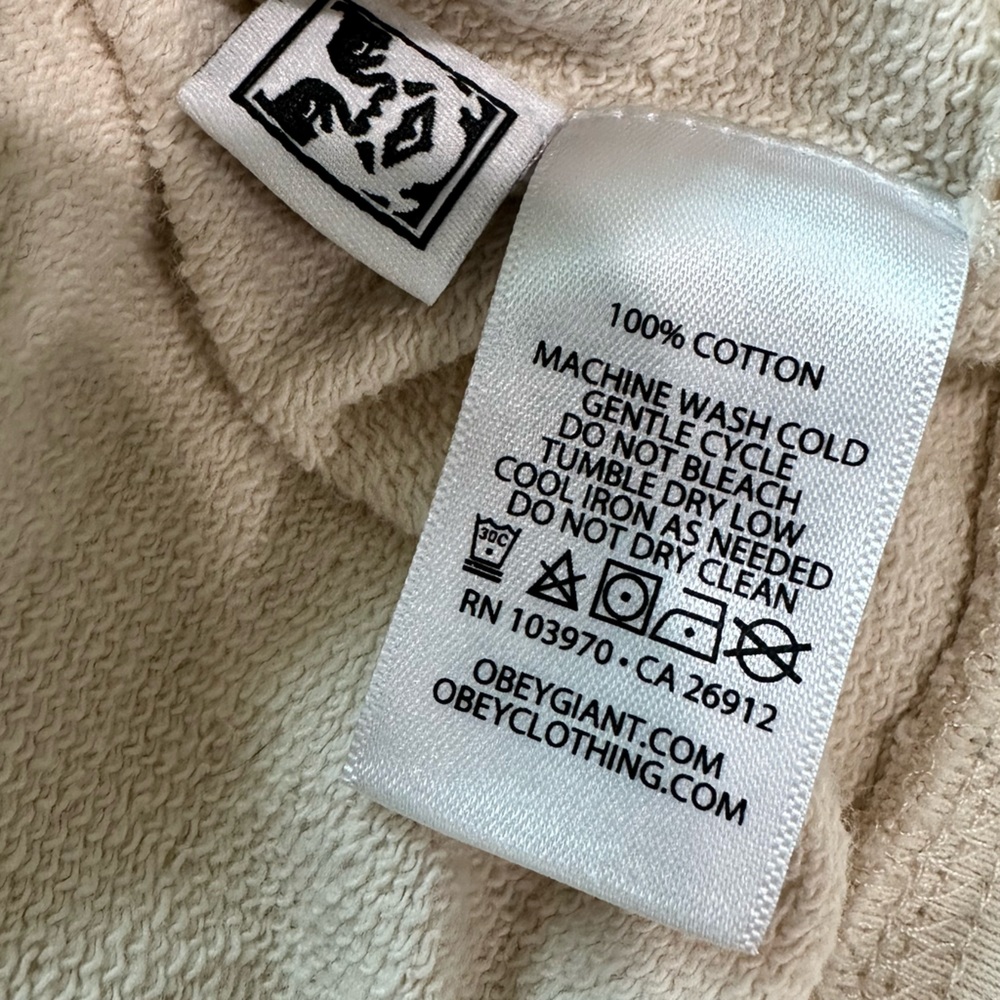 OBEY Women’s Off-White Hoodie Embroidered Size Medium - Picture 6 of 8